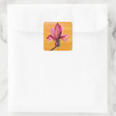 Sticker Carré Orchidée violette couleur orange pop art fleur (Sac)