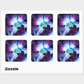 Sticker Carré Orchidées Customisées à l'orchidée pourpre et bleu (Feuille)