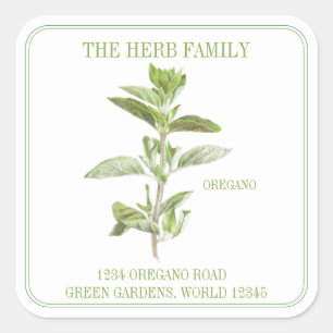 Sticker Carré OREGANO FRAIS Gros Carré Enveloppe Enveloppe Phoqu
