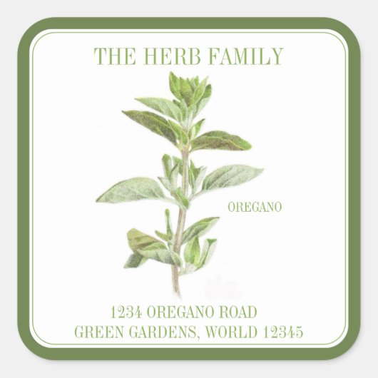 Sticker Carré OREGANO FRAIS Gros Carré - Vert (Devant)