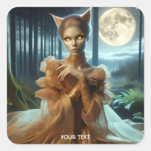 Sticker Carré Oreilles de chatte fille Imaginaire