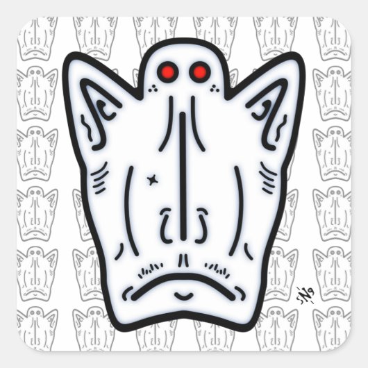 Sticker Carré Oreilles rouges oreilles pointues créature semblab (Devant)