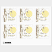 Sticker Carré Oriental Sunrise Bamboo Garden Jaune Jaune Zen Mar (Feuille)
