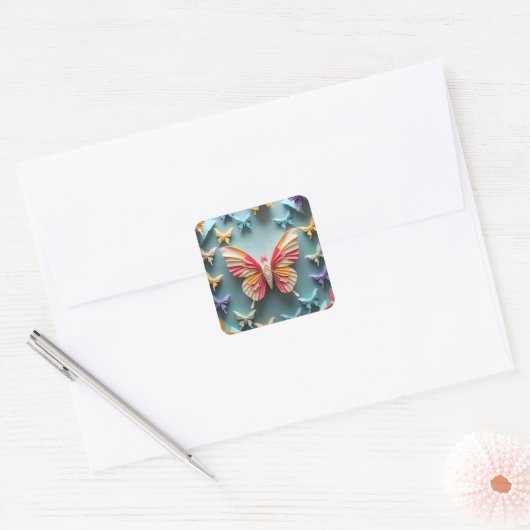 Sticker Carré Origami papillon (Enveloppe)