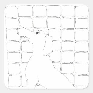 Sticker Carré Original Chien Dessin Chien chinois Année 2018 Sti