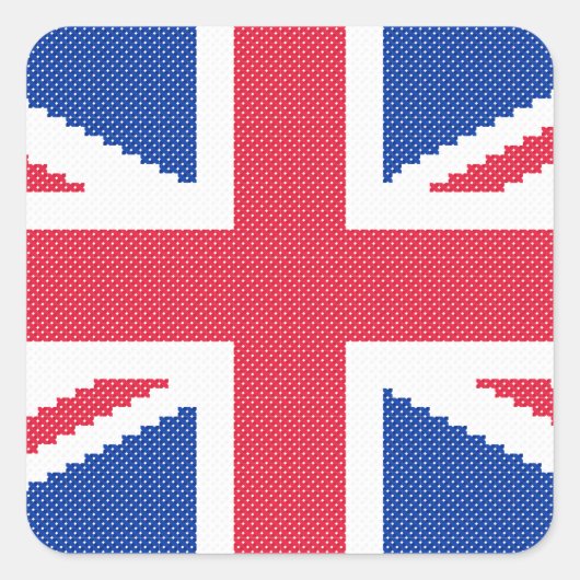 Sticker Carré Original cross-stitch design Union Jack (Devant)