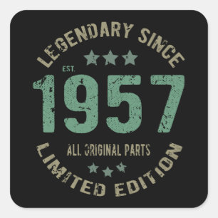 Sticker Carré Original depuis 1957 Cadeau d'anniversaire de lége