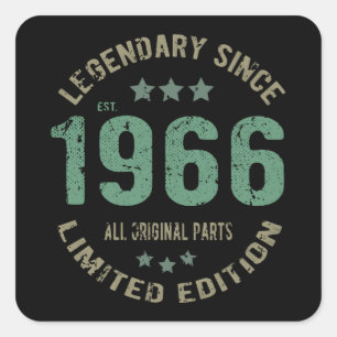 Sticker Carré Original depuis 1966 Cadeau d'anniversaire légenda
