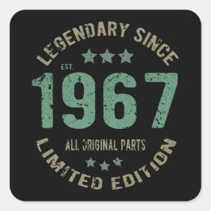 Sticker Carré Original depuis 1967 Cadeau d'anniversaire Légende