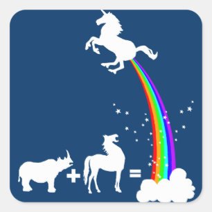 Sticker Carré Origine drôle de licorne
