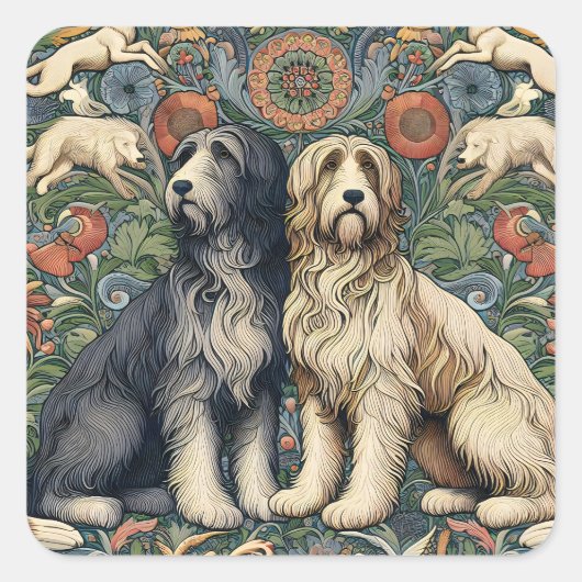 Sticker Carré Ornamental Dogs Textile Art inspired by William (Devant)