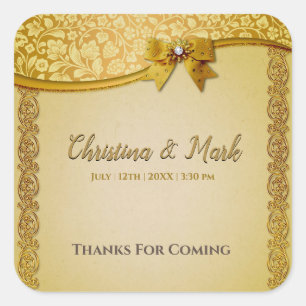 Sticker Carré Ornate Elegant Retro Fleurs Abstraites et feuilles