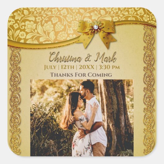 Sticker Carré Ornate Elegant Retro Fleurs Abstraites et Feuilles (Devant)