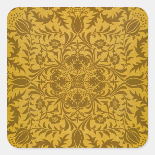 Sticker Carré Ornate gold floral pattern with symmetrical (Devant)
