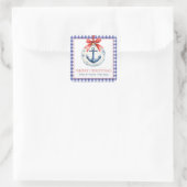 Sticker Carré Ornement d'Ancre nautique de Noël côtier (Sac)