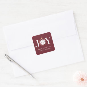 Sticker Carré Ornement de JOIE Rouge pour les Fêtes d'Entreprise