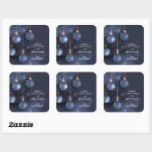 Sticker Carré Ornements Bleus de Noël (Feuille)