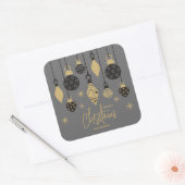 Sticker Carré Ornements de Noël chic sur gris (Enveloppe)