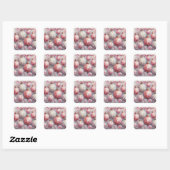 Sticker Carré Ornements de Noël impressionniste Whimsical rose (Feuille)