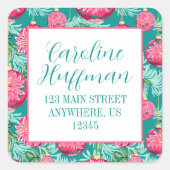 Sticker Carré Ornements de Noël rose et Turquoise (Devant)