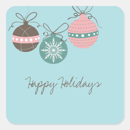 Sticker Carré Ornements de Noël Sticker-bleu (Devant)