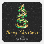 Sticker Carré Ornements verts et or Joyeux Noël (Devant)