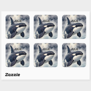Sticker Carré Orque Vagues orageuses, Personnalisé
