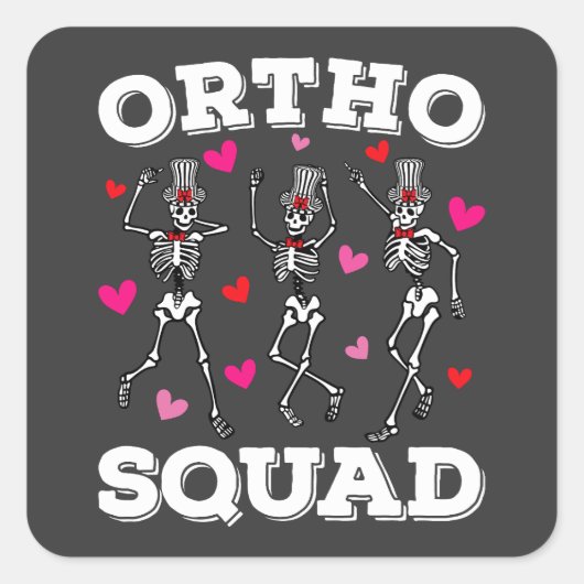 Sticker Carré Ortho Squad Danser Squelette Valentine (Devant)