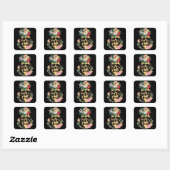Sticker Carré Os Et Fleurs (Feuille)