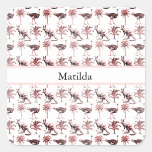 Sticker Carré Ostriches et kangourous, personnalisables