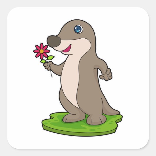 Sticker Carré Otter à fleurs (Devant)