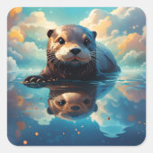 Sticker Carré Otter adorable (Devant)