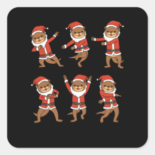 Sticker Carré Otter de Noël Otter de femmes Yoga Cadeaux Kids O