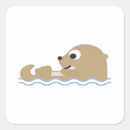 Sticker Carré Otter flottante mignonne (Devant)