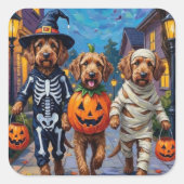 Sticker Carré Otterhound Trick-or-Treating en costumes d'Hallowe (Devant)
