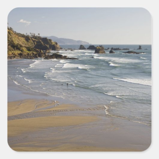 Sticker Carré OU, Côte de l'Oregon, Parc d'état Ecola, Indien (Devant)