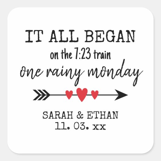 Sticker Carré Où tout a commencé la Saint-Valentin avec amour (Devant)