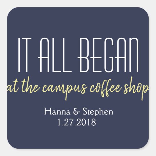 Sticker Carré Où tout a commencé l'histoire d'amour (Devant)