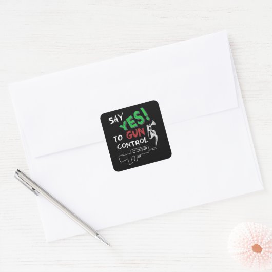 Sticker Carré Oui au contrôle des armes à feu (Enveloppe)