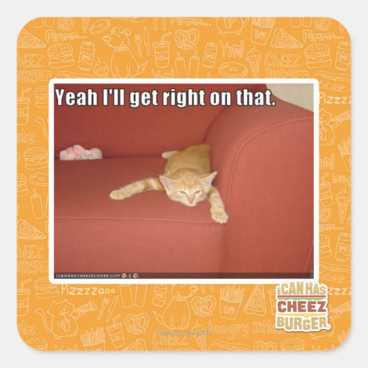 Sticker Carré Oui, j'y vais. (Devant)