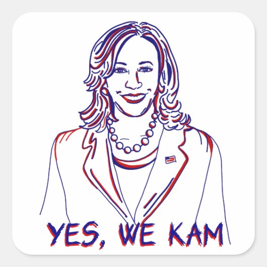 Sticker Carré Oui, Nous Kam ! Élection de Kamala Harris 2024 (Devant)