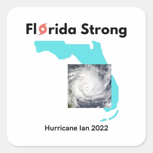 Sticker Carré Ouragan Ian 2022 Floride Survivant fort (Devant)