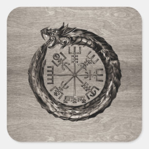 Sticker Carré Ouroboros avec Vegvisir