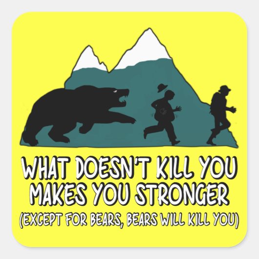 Sticker Carré Ours amusant (Devant)