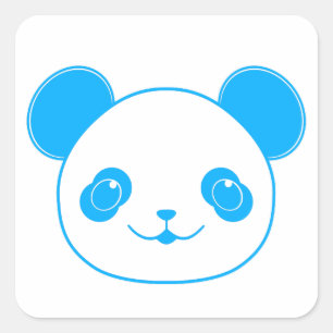 Sticker Carré Ours bleu Kawaii Panda