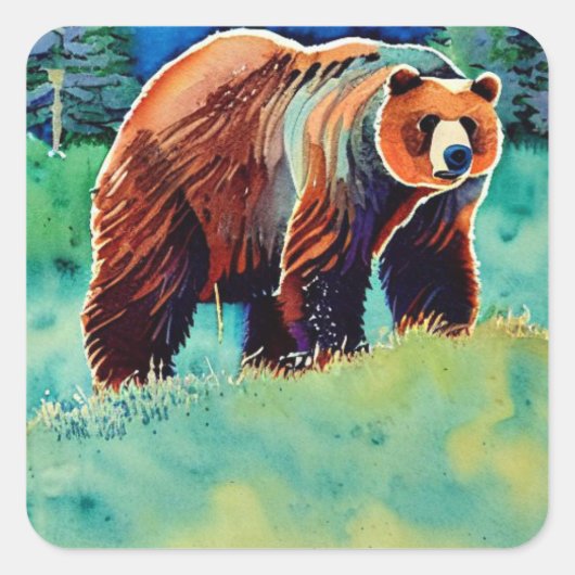 Sticker Carré Ours Brown (Devant)