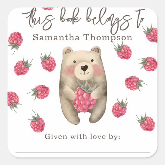 Sticker Carré Ours - ce livre appartient à (Devant)