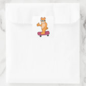 Sticker Carré Ours comme patineur avec skateboard (Sac)
