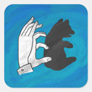 Sticker Carré Ours CUB d'ombre sur le bleu