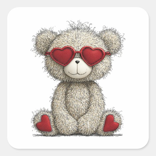 Sticker Carré Ours d'amour (Devant)